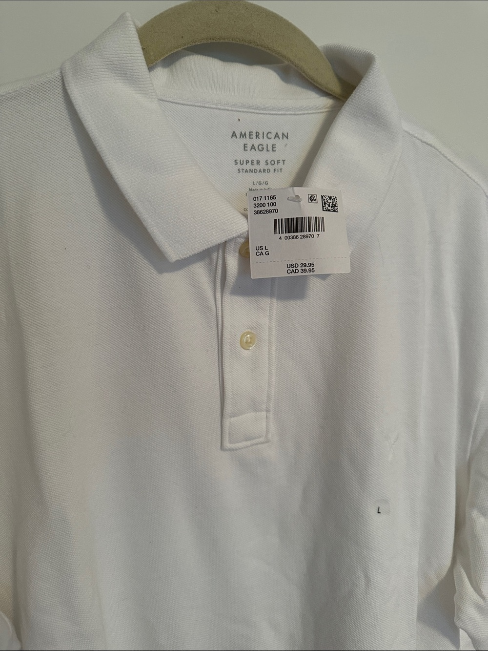 American Eagle Outfitters Men’s White Polo Shirt size Large NWT